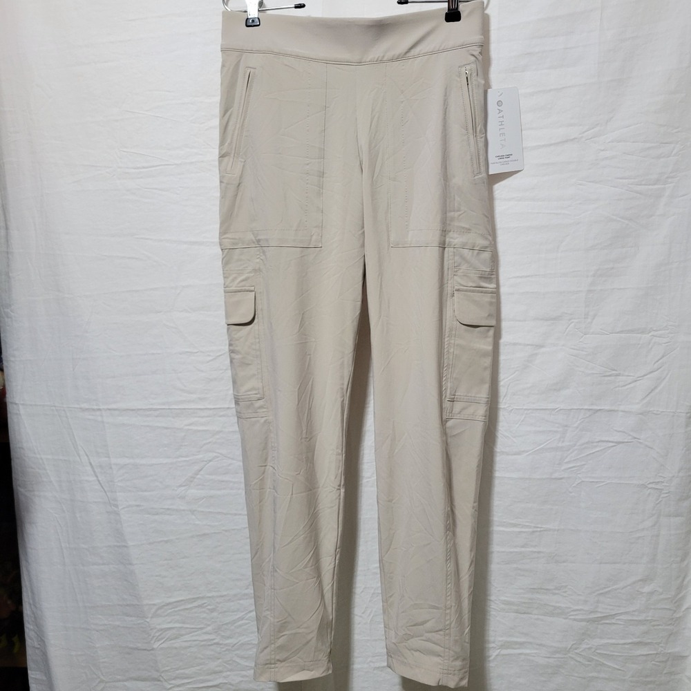 Athleta NWT Chelsea Women's Cargo Pants Size 4 Beige Lined Stretch Pull-On